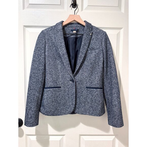 Tommy Hilfiger Jackets & Blazers - Tommy Hilfiger Academia Navy Heathered Blazer Elbow Patches Preppy Womens 6